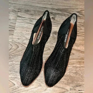 MATT BERNSON Women's Onyx Raffia Marlow Booties, Black, Size 8.5